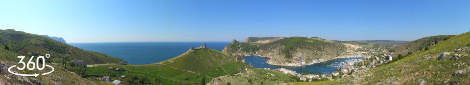 Вид на балку Кефало-вриси, Крепостную гору и Балаклаву