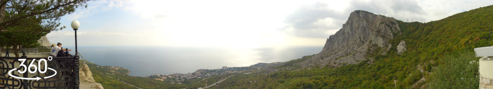 Панорама 360 гр. Вид на Форос со смотровой площадки Форосской церкви