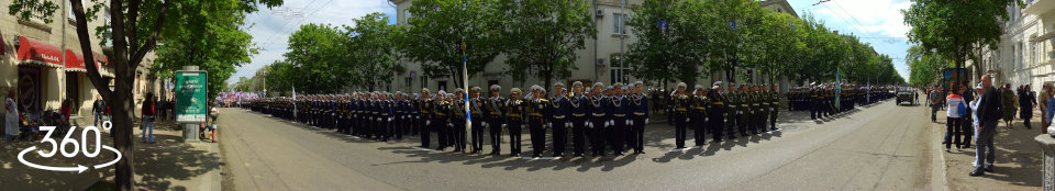 Панорама 360 гр. Моряки Черноморского флота России, построение перед парадом