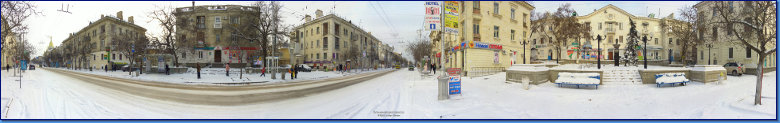 Панорама 360 градусов. Севастополь в снегу. Улица Большая морская